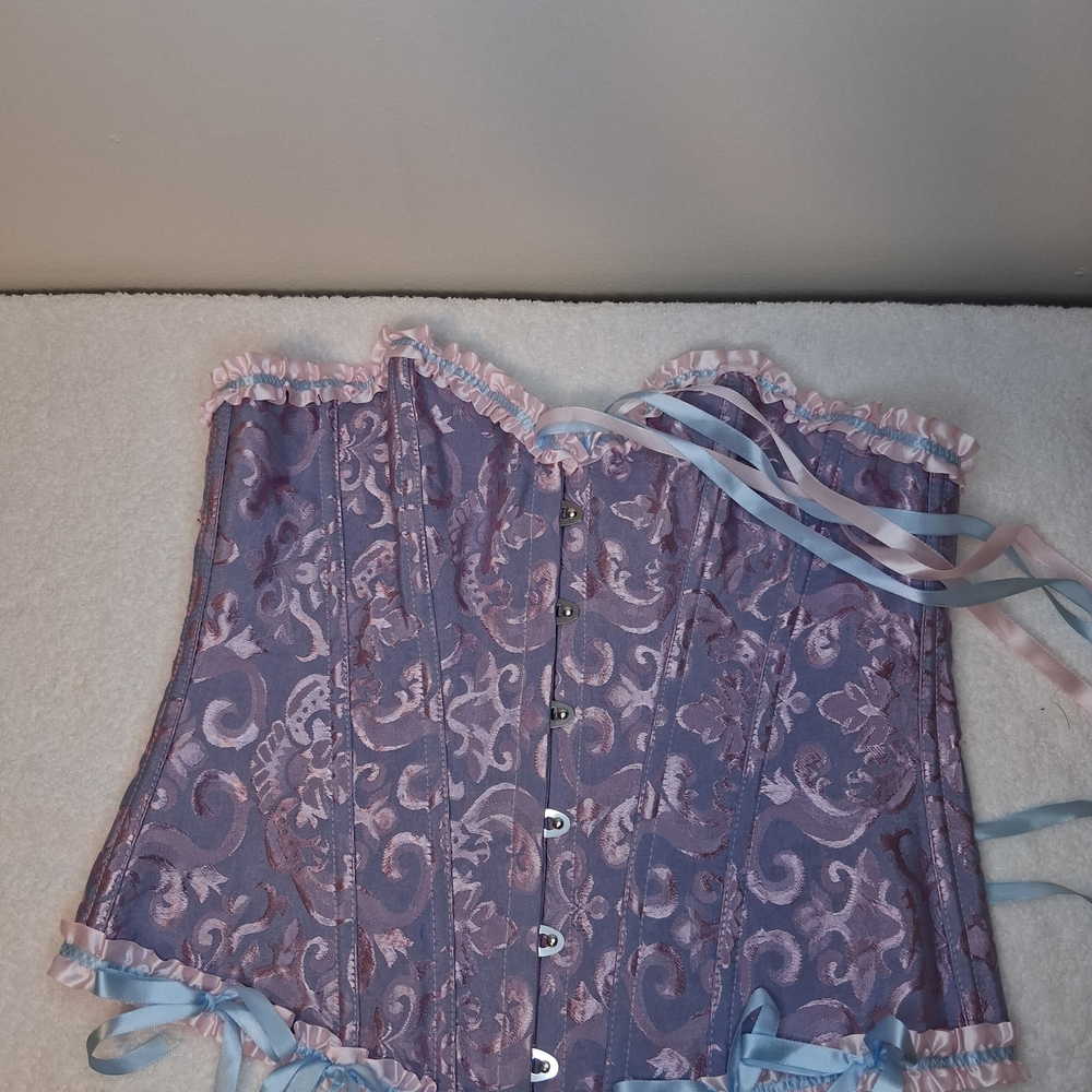 Elegant Purple Corset with Pink And Blue Accents